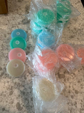 Load image into Gallery viewer, SALE!! 50 total! Colored lids for 16oz frosted beer can glasses. Mint/pink/yellow/blue