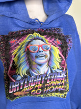 Load image into Gallery viewer, Medium & Large blue beetle unisex hoodie vibrant colors