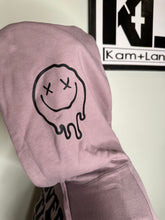 Load image into Gallery viewer, XL overstimulated moms club design on front or on back stunning light purple unisex hoodie.