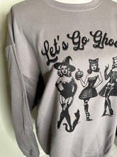Load image into Gallery viewer, Large lets go ghouls unisex crewneck sweatshirt in stone grey