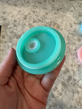 Load image into Gallery viewer, SALE!! 50 total! Colored lids for 16oz frosted beer can glasses. Mint/pink/yellow/blue