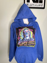 Load image into Gallery viewer, Medium & Large blue beetle unisex hoodie vibrant colors