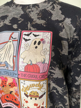 Load image into Gallery viewer, Large Tarot cards ghosts unisex black/grey crewneck