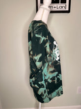 Load image into Gallery viewer, Medium Witch sisters custom bleached tshirt in a hunter & light greens/blues