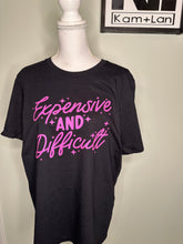 Load image into Gallery viewer, Medium, large expensive and difficult unisex black Bella canvas tshirt & various colors based on size