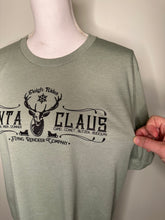 Load image into Gallery viewer, Large Sleigh rides Santa unisex sage tshirt