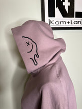 Load image into Gallery viewer, XL overstimulated moms club design on front or on back stunning light purple unisex hoodie.