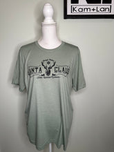 Load image into Gallery viewer, Large Sleigh rides Santa unisex sage tshirt