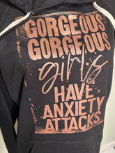 Load image into Gallery viewer, Large plain lightweight black hoodie (double strings) Gorgeous gorgeous girls have anxiety attacks plain black unisex hoodie