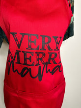 Load image into Gallery viewer, Adorable Aprons! Very merry mama on a red apron!