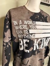 Load image into Gallery viewer, Small be kind black/dark grey bleached unisex crewneck