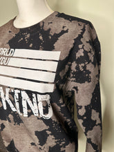 Load image into Gallery viewer, Small be kind black/dark grey bleached unisex crewneck