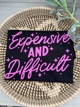 Load image into Gallery viewer, Medium, large expensive and difficult unisex black Bella canvas tshirt & various colors based on size