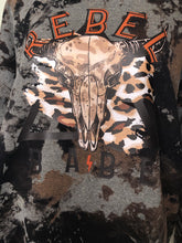 Load image into Gallery viewer, XL Rebel Babe skull unisex black/grey/browns crewneck