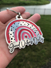 Load image into Gallery viewer, Rainbow good vibes only metal keychain