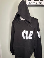 Large Cleveland wrap glow in dark unisex hoodie in black