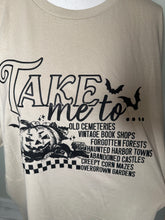 Load image into Gallery viewer, SALE! 2XL take me to halloween pumpkin tan tshirt
