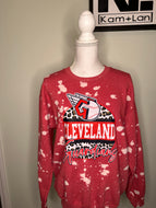 Medium Cleveland guardians bleached unisex red crewneck