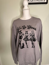 Load image into Gallery viewer, Large &amp; XL lets go ghouls unisex crewneck sweatshirt in stone grey
