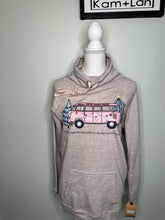 Load image into Gallery viewer, SALE: Large Hippie van get in loser we are going to see Christmas lights heather pink womens cowlneck
