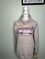 SALE: Large Hippie van get in loser we are going to see Christmas lights heather pink womens cowlneck