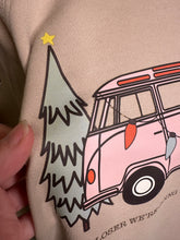 Load image into Gallery viewer, Flawed yet worthy: Large Hippie van get in loser we are going to see Christmas lights tan lightweight unisex hoodie
