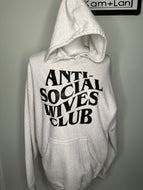 Large Anti Social Wives Club unisex hoodie in oatmeal color