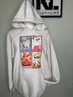 Large Tarot cards ghost unisex hoodie in oatmeal grey color