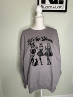 Large & XL lets go ghouls unisex crewneck sweatshirt in stone grey