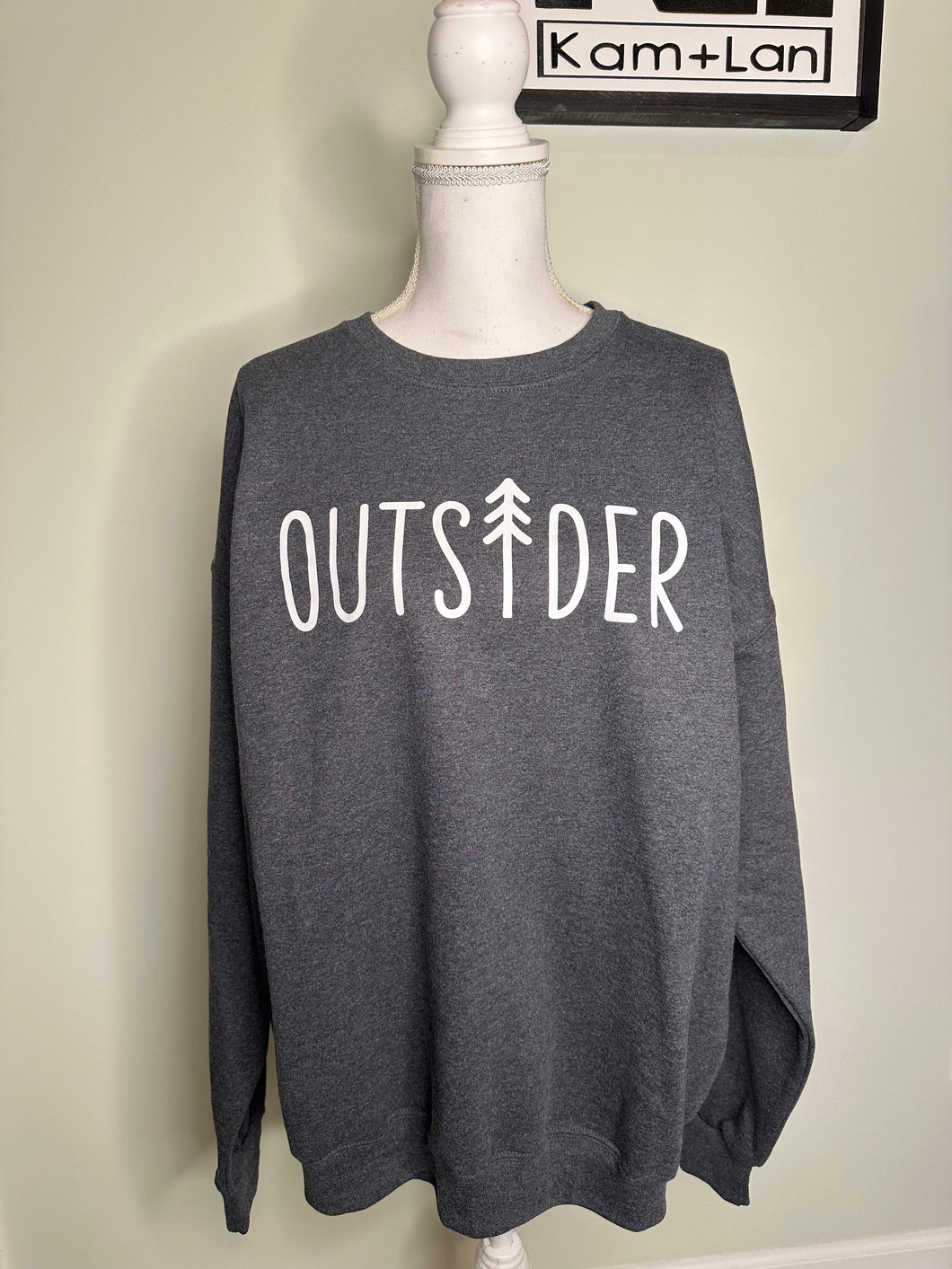 Sale: XL outsider tree dark grey unisex crewneck