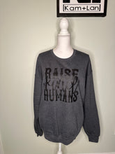 Load image into Gallery viewer, Sale! Large Raise Kind Humans dark grey unisex crewneck
