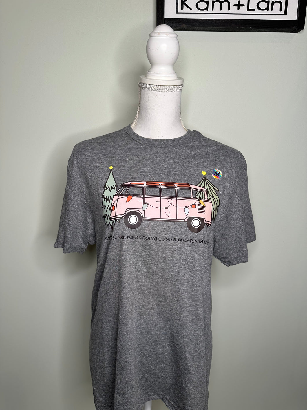 Medium : Hippie van get in loser we’re going to see Christmas lights unisex grey tshirt