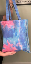 Load image into Gallery viewer, Tote bag; dont be afraid to get caught in the rain  cotton candy blue and pink
