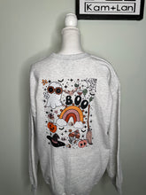 Load image into Gallery viewer, XL Peace retro ghost unisex crewneck in light grey
