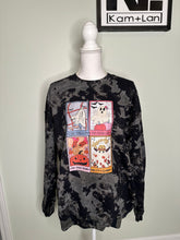 Load image into Gallery viewer, Large Tarot cards ghosts unisex black/grey crewneck
