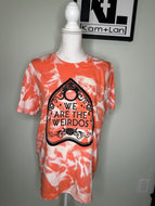 XL we are the weirdos custom orange bleached tshirt