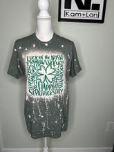 Load image into Gallery viewer, Medium &amp; Large - St Patrick’s Day! Drip bleached unisex heather green tshirt
