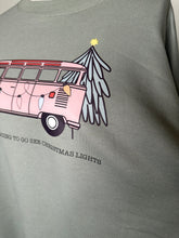 Load image into Gallery viewer, XL Hippie van get in loser we are going to see Christmas lights Sage unisex crewneck
