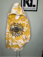 Load image into Gallery viewer, Medium, large, XL, 2XL, 3XL Sunflower- 99% sunshine oh but that 1%, Yellow and white custom bleached unisex hoodie
