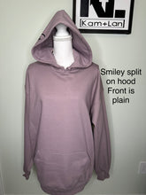 Load image into Gallery viewer, XL overstimulated moms club design on front or on back stunning light purple unisex hoodie.
