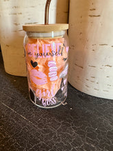 Load image into Gallery viewer, Pink Girl Boss Design 16oz iced coffee glass
