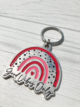 Load image into Gallery viewer, Rainbow good vibes only metal keychain
