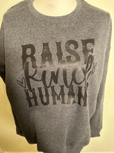 Load image into Gallery viewer, Sale! Large Raise Kind Humans dark grey unisex crewneck
