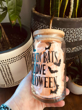 Load image into Gallery viewer, It’s freakin bats I love Halloween 16oz iced coffee glass
