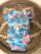 Dark Cotton candy tie dye baby onesie pink and blue