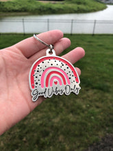 Load image into Gallery viewer, Rainbow good vibes only metal keychain
