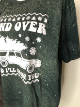 Load image into Gallery viewer, Flawed yet worthy: XL custom holiday bleached tshirt in a deep green
