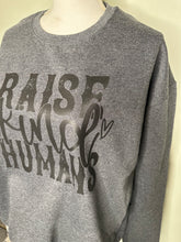 Load image into Gallery viewer, Sale! Large Raise Kind Humans dark grey unisex crewneck
