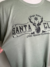 Load image into Gallery viewer, Large Sleigh rides Santa unisex sage tshirt
