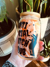 Load image into Gallery viewer, Anti social witch club 16oz iced coffee glass
